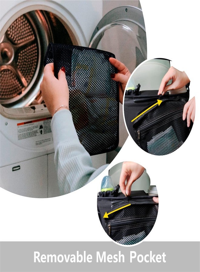 TOPDesign Universal Baby Stroller Organizer, Stroller Caddy with Detachable Mesh Bag & Heightened Insulated Cup Holders & Non-Slip Secure Hooks Accessories, Fits Most Strollers (Black) - Image 3